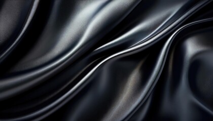 Textura abstrata de seda preta com ondas suaves e brilho elegante