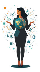 person with a world, Business portrait vector