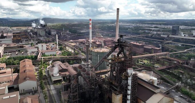 Metal production plant, blast furnace, Dillingen Saar, Germany.