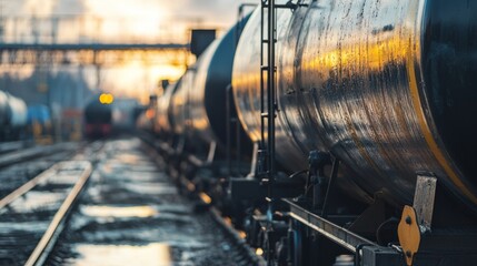 Tanks with fuel being transported by rail