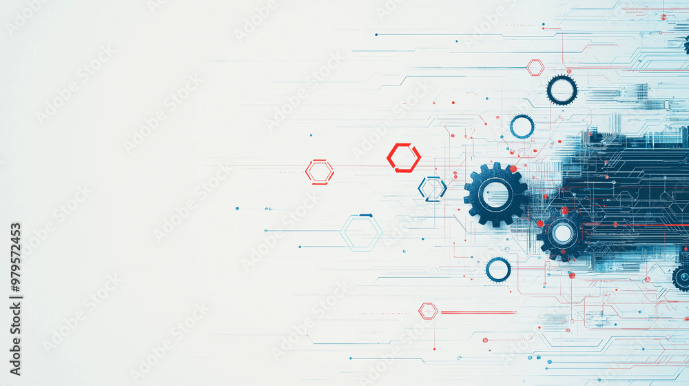 Canvas Prints a blue and white background with a lot of hexagons and dots