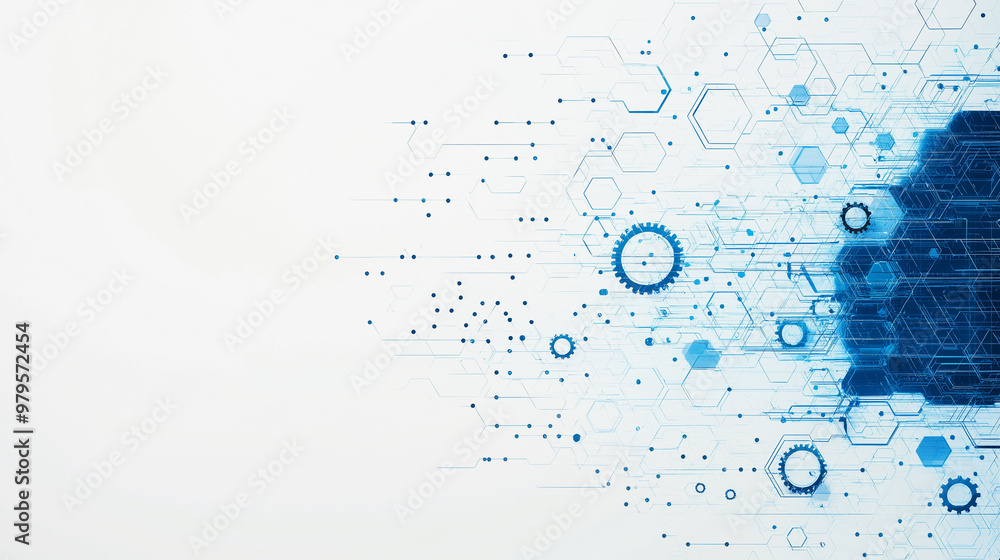 Canvas Prints a blue and white background with a lot of hexagons and dots