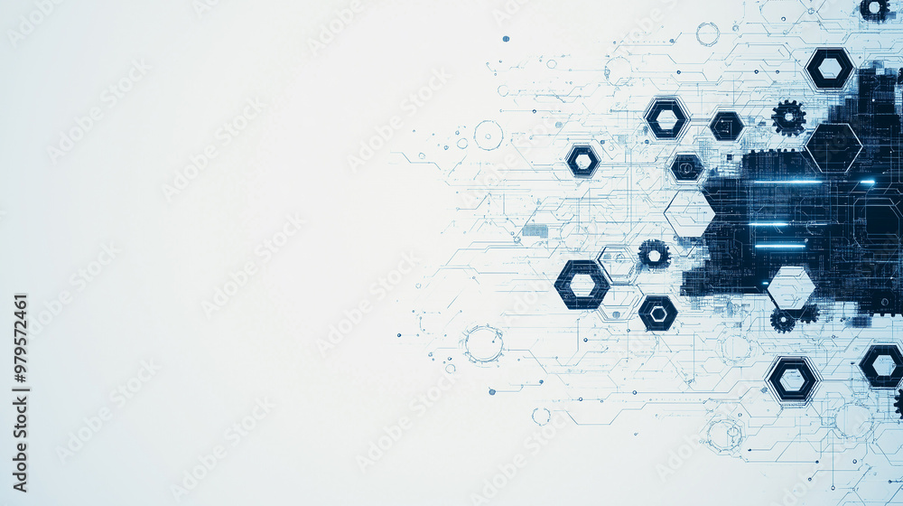 Canvas Prints a blue and white background with a lot of hexagons and dots