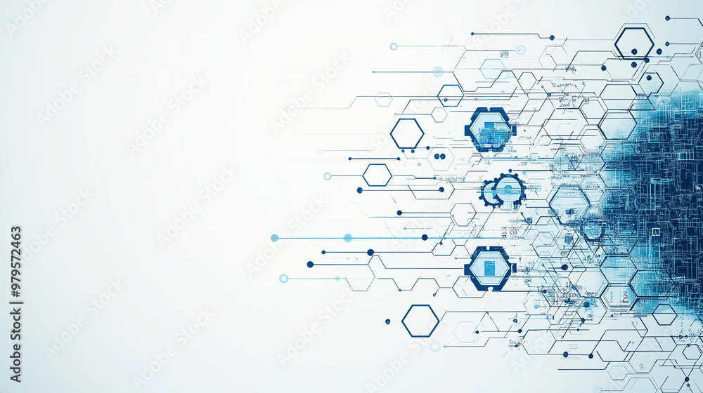 Canvas Prints a blue and white background with a lot of hexagons and dots