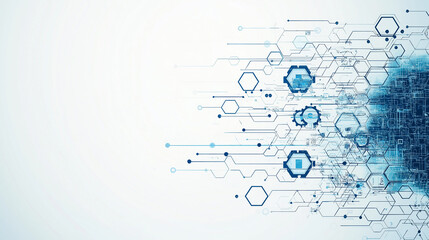 Obraz premium A blue and white background with a lot of hexagons and dots