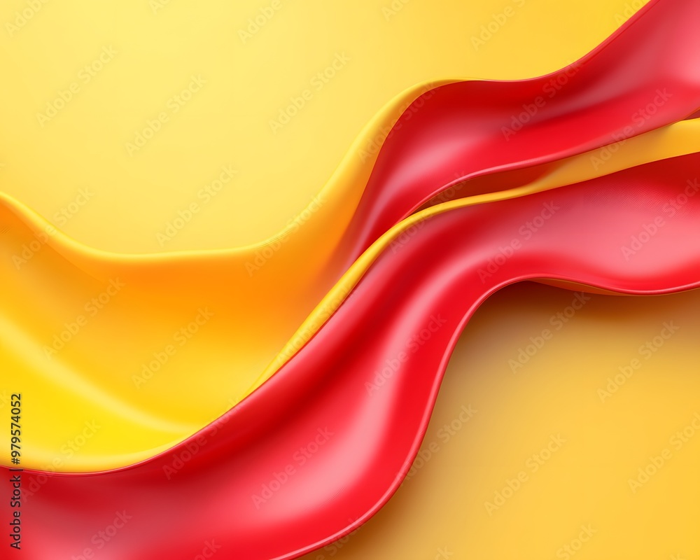 Poster vibrant waves of red and yellow fabric create a dynamic visual effect. perfect for backgrounds or ab