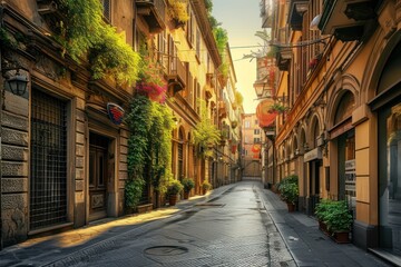 Fototapeta premium Street city architecture cityscape.