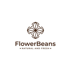 Flower Beans Coffee logo design for your logo business. Simple and minimal logo design