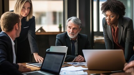 Fototapeta premium Serious Business Meeting with Focused Executives in Discussion