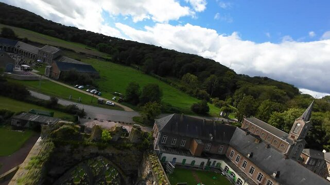 Flying through the Abbey of Aulne in the Belgian city of Thuin.