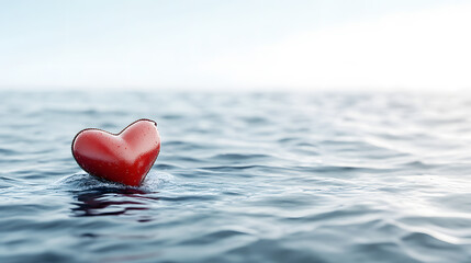 Fototapeta premium Heart-shaped raft floating on floodwaters