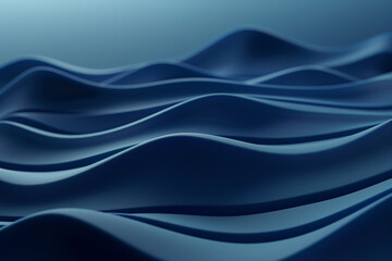 3d render of blue striped pattern wave shape dark background