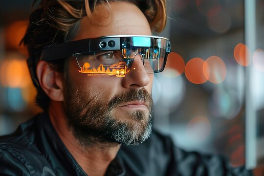 glasses technology man modern futuristic virtual tech digital male headset innovation device