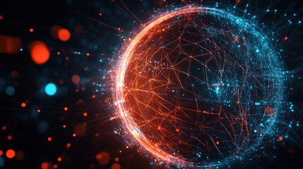 Virtual reality globe with network lines, futuristic tech