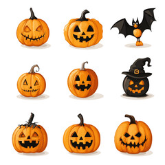 halloween pumpkin icon set