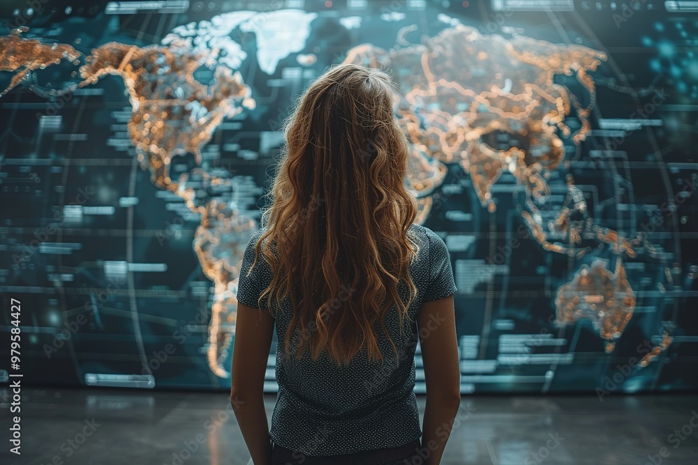 Poster networking business technology global map concept digital communication world connection