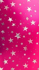 Fototapeta premium Silver Stars on Pink Background, Abstract Image, Texture, Pattern Background, Wallpaper, Cover and Screen for Smartphone, PC, Laptop, 9:16 and 16:9 Format