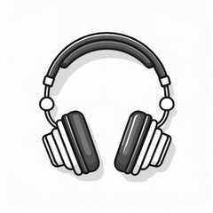 Fototapeta premium Minimalist Black and White Headphones Icon. Modern Line Art Illustration of Over-Ear Studio Headset for Audio, Music, Podcast, or Technology Themed Design on a Soft Gradient White Background PNG Logo