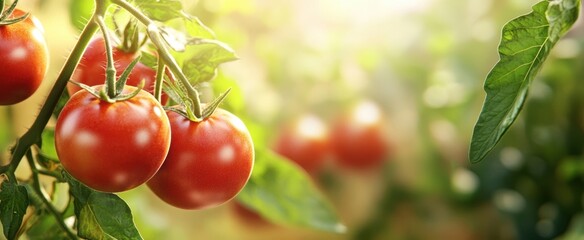 The Ripe Tomatoes on Vine