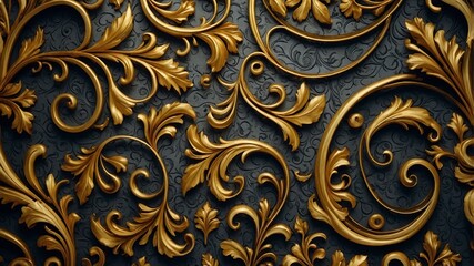 Intricate baroque floral design with flowing curves