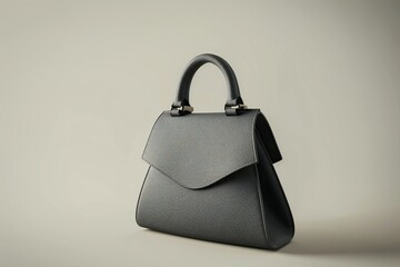 Fototapeta premium Modern 3D render of a trapeze handbag in charcoal gray, created by ai