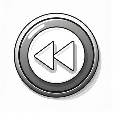 recommend clip art: Minimalist Black and White Rewind Button Icon in Circular Design with Drop Shadow on Clean White Background Vector Logo Icon Png