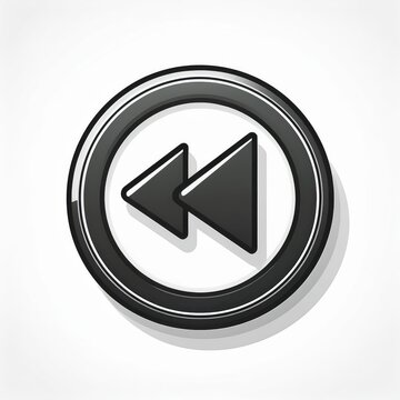 recommend clip art: Minimalist Black and White Rewind Button Icon in Circular Design with Drop Shadow on Clean White Background Vector Logo Icon Png