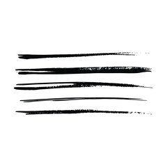 Paint brush strokes elements, freehand artistic water color abstract shape dirty grunge style stroke smear inked lines set design for drawing and background in a vector illustration