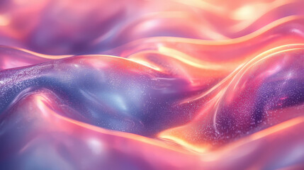 Obraz premium Shiny, glossy abstract waves in pink and purple hues