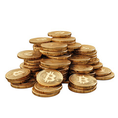 A stunning pile of gleaming gold coins featuring digital currency accents in a vibrant setting