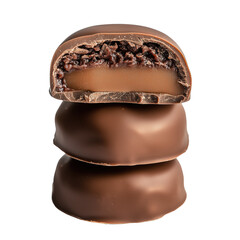 Delightful candies sliced in half to showcase rich caramel and crunch in a tempting display