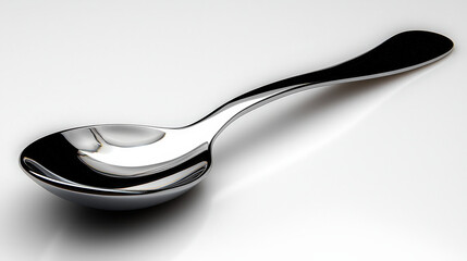 Shiny stainless steel spoon with a reflective surface