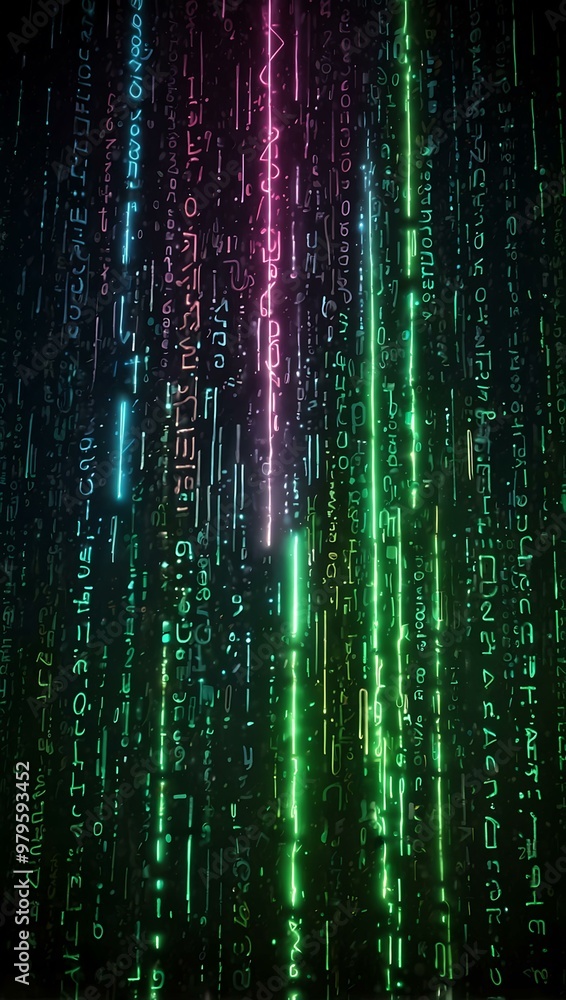 Aufkleber cyber monday in vibrant green neon with festive sparks and binary code rain