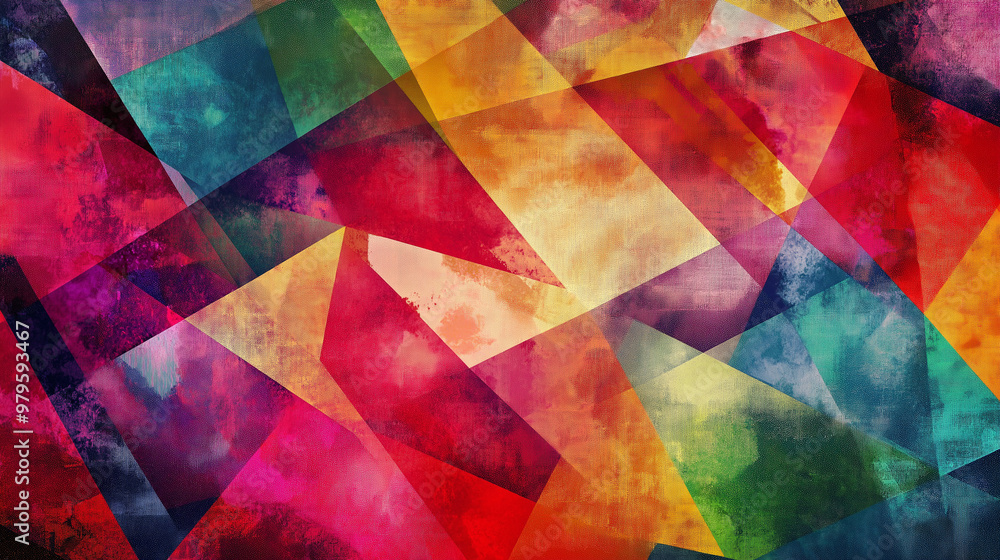 Aufkleber abstract geometric background showing vibrant colors and grunge texture