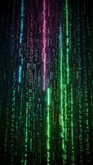 Cyber Monday in vibrant green neon with festive sparks and binary code rain