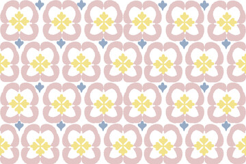 Red, yellow and white embroidery, motif ethnic ikat seamless textile illustration, print striped ornament, pattern, design for wrapping, silk, scarf, clothing, background, textile, carpets, curtains.
