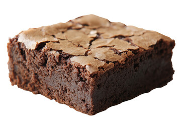 Deliciously fudgy brownie resting on a clean white background inviting sweet indulgence