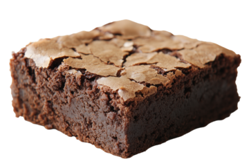 Deliciously fudgy brownie resting on a clean white background inviting sweet indulgence