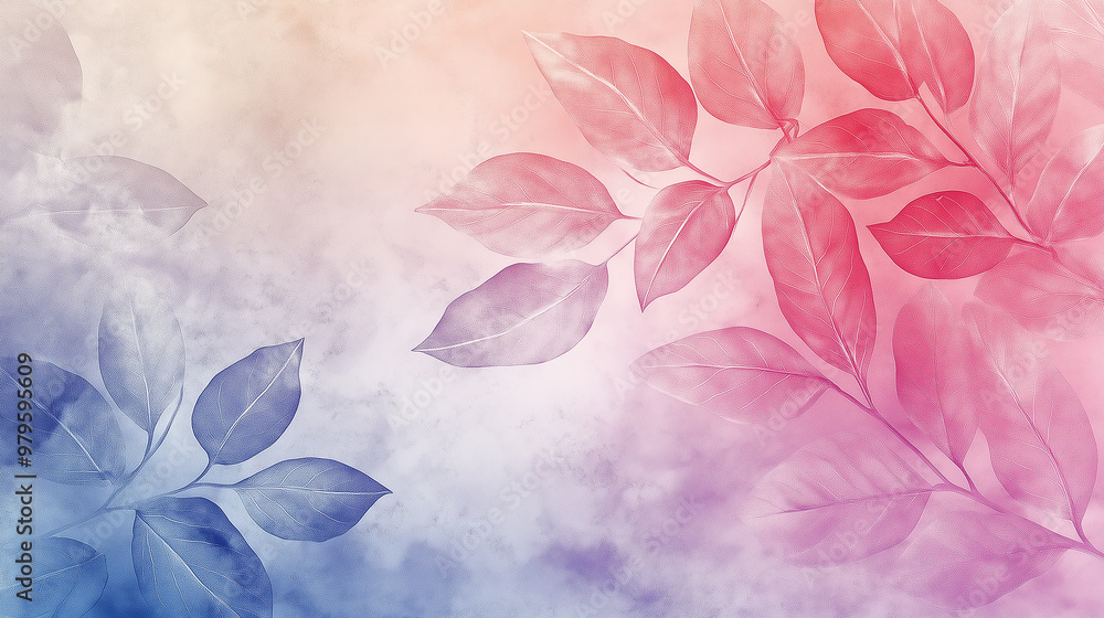 Aufkleber red and blue leaves forming an abstract background design