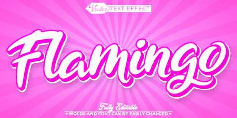 Soft Pink Flamingo Bird Vector Editable Text Effect Template