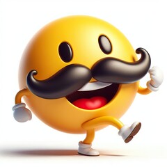Fototapeta premium 3D Happy one mustachioed emoji as a Dancer, white background