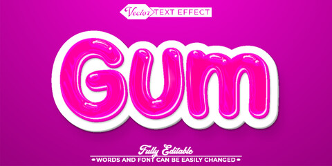 Cartoon Bubblegum Vector Editable Text Effect Template