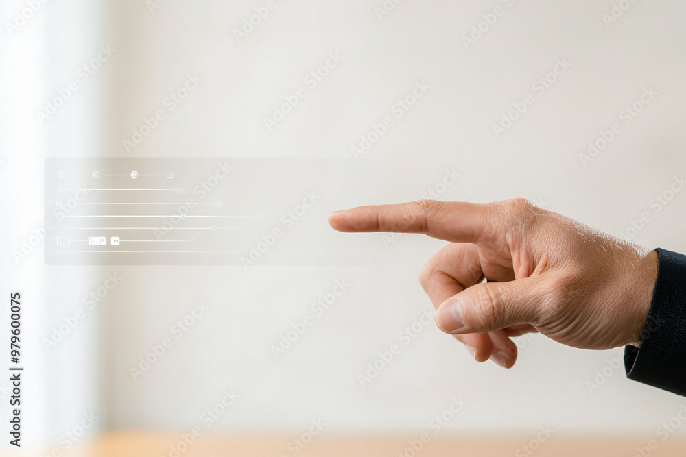 Aufkleber a hand swiping through augmented reality data feeds, showcasing modern technology and interaction. i