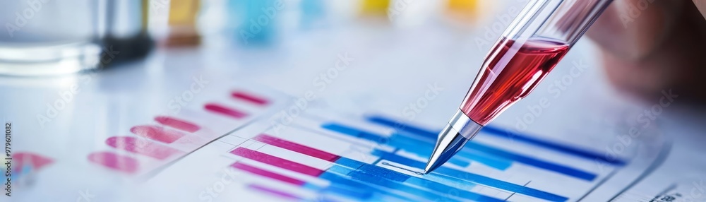 Poster lab experiment with pipette and color chart for scientific research