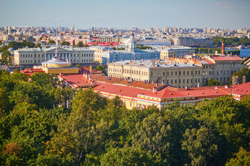 Aerial scenic view of St.Petersburg, Russia. Photo taken from the St. Isaac's Cathedral.