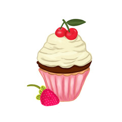 Strawberry cupcake for home parties and web advertising.