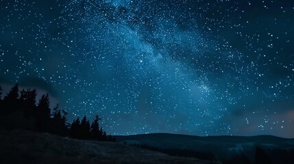 lake surrounded by mountains on a starry night