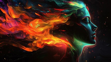 abstract colorfull illustration woman	
