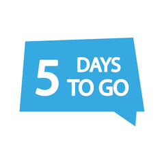 Countdown timer icon. Number five focus. Bold 5 days to go text. Light blue background.