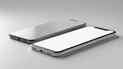 Realistic white smartphone mockup with blank screen